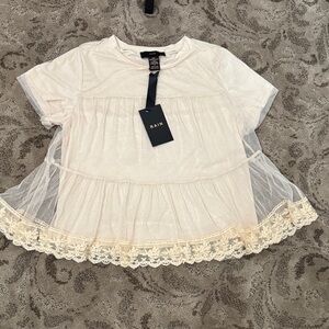 Elegant Cream Sheer Women's Top